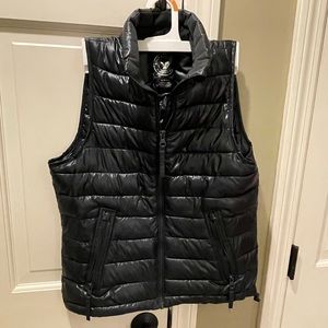 American Eagle black shiny winter vest